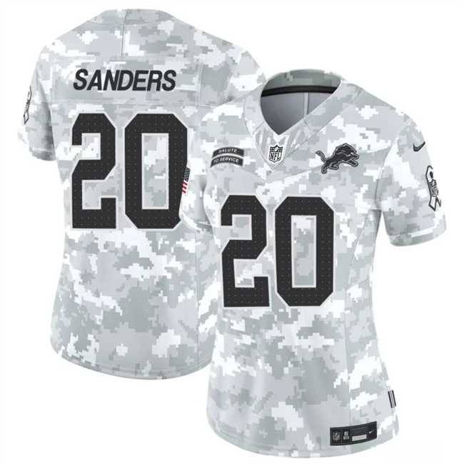 Women%27s Detroit Lions #20 Barry Sanders 2024 F.U.S.E Arctic Camo Salute To Service Limited Stitched Jersey Dzhi->detroit lions->NFL Jersey